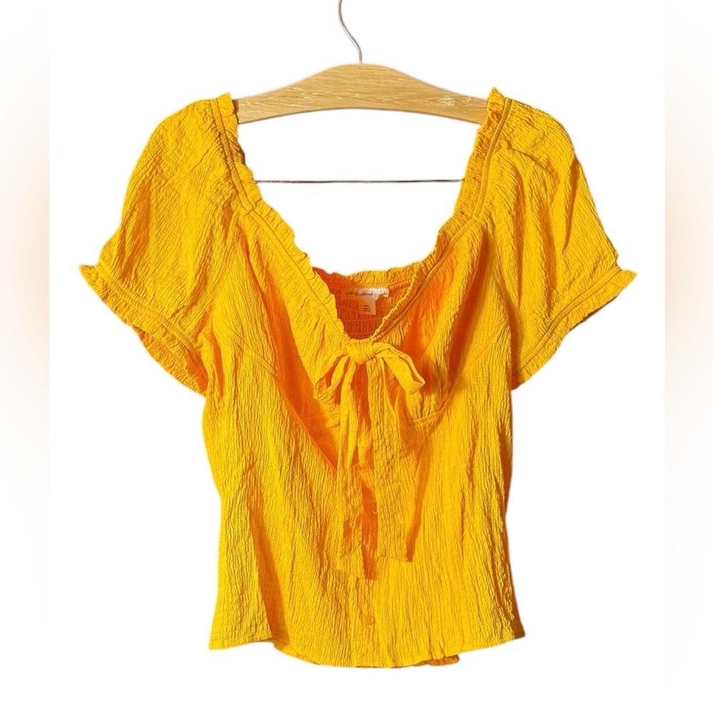 The General Good Stitch Fix‎ Womens XXL Off the Shoulder Crinkle Top Yellow NWOT